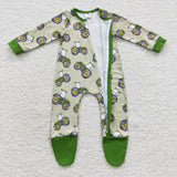 Tractor Green Boys Fall Romper