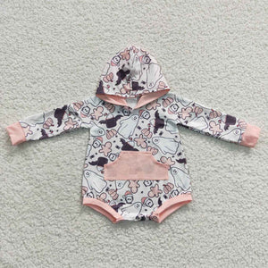 Ghost Pink White Hoodie Girls Halloween Romper