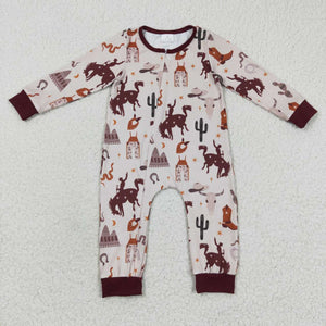 Rodeo Cowboy Brown Boys Fall Romper