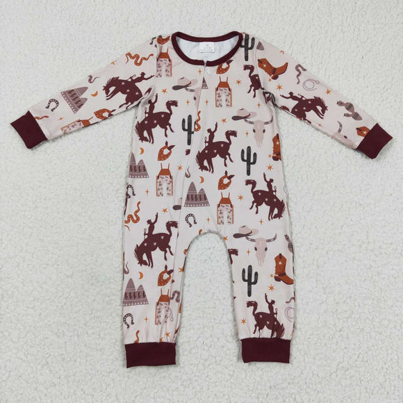 Rodeo Cowboy Brown Boys Fall Romper