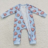 Tree Cookie Light Blue Boys Christmas Romper