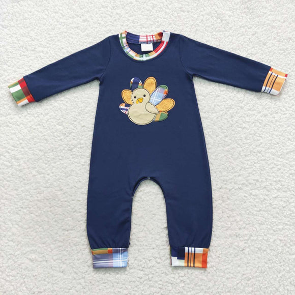 Turkey Navy Boys Thanksgiving Romper