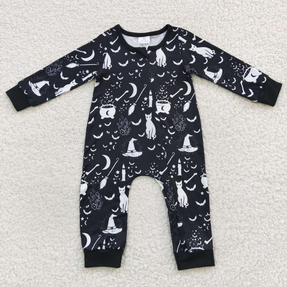 Cat Bat Black Boys Halloween Romper