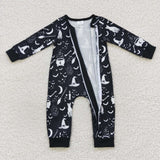 Cat Bat Black Boys Halloween Romper