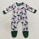 Turkey Deer Camo Green Boys Fall Romper