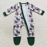 Turkey Deer Camo Green Boys Fall Romper