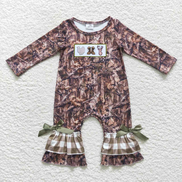 Turkey Boots Deer Jungle Camo Girls Fall Romper