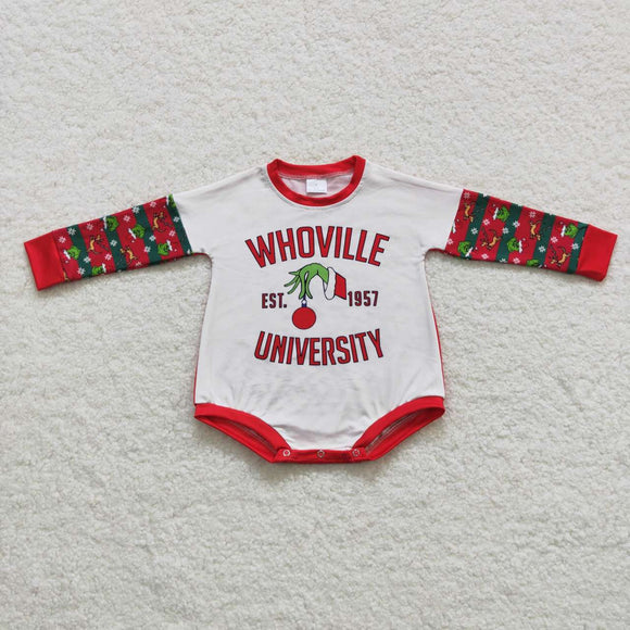 Whoville Cartoon Red Boys Christmas Romper