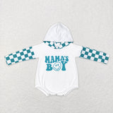 Mama's Boy Plaid White Hoodie Boys Fall Romper