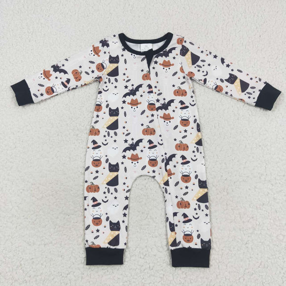 Bat Pumpkin Skull Black Boys Halloween Romper