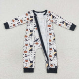 Bat Pumpkin Skull Black Boys Halloween Romper