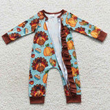 Turkey Pumpkin Girls Thanksgiving Romper