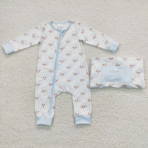 Santa Sky Blue Boys Christmas Romper