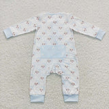 Santa Sky Blue Boys Christmas Romper