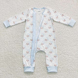 Santa Sky Blue Boys Christmas Romper