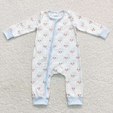 Santa Sky Blue Boys Christmas Romper