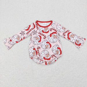 Candy Cane Santa Pink Girls Christmas Romper