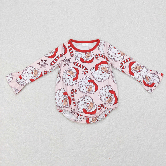 Candy Cane Santa Pink Girls Christmas Romper