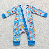 Fire Camp Food Blue Boys Fall Romper