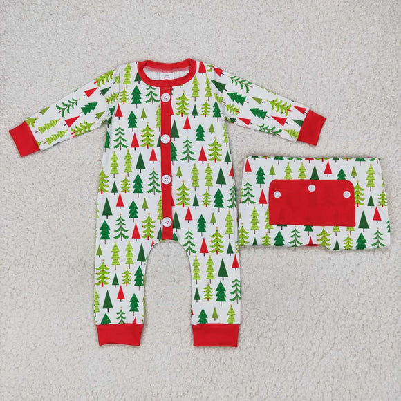 Tree Red White Boys Christmas Romper