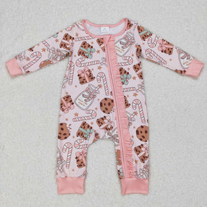 Candy Cane Milk Cookie Pink Girls Christmas Romper