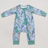 Fishing Green Boys Fall Romper