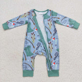 Fishing Green Boys Fall Romper