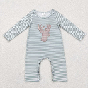 Reindeer Stripe Boys Christmas Romper