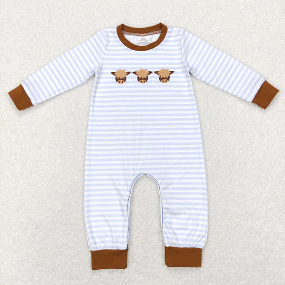 Three Cows Blue Stripe Boys Fall Romper