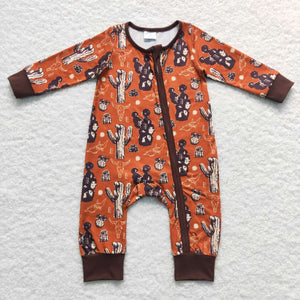 Desert Cactus Brown Boys Fall Romper