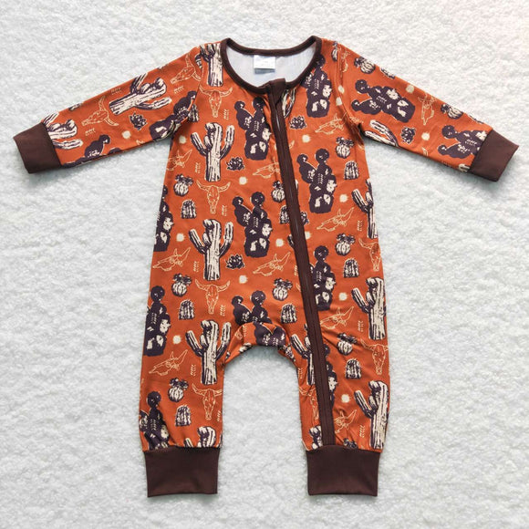 Desert Cactus Brown Boys Fall Romper