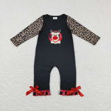 Reindeer Black Red Plaid Girls Christmas Romper