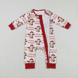 Merry Cow Red Beige Boys Christmas Romper