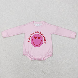 All You Need is Love Smile Pink Girls Valentine Romper