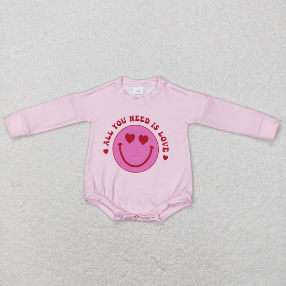 All You Need is Love Smile Pink Girls Valentine Romper