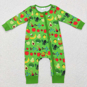 Vegetables Fruit Green Boys Fall Romper