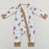 Duck Brown White Boys Fall Romper