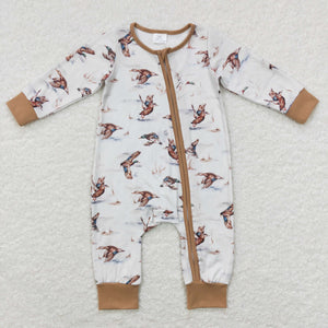 Duck Brown White Boys Fall Romper