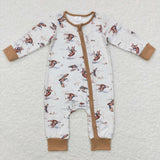 Duck Brown White Boys Fall Romper