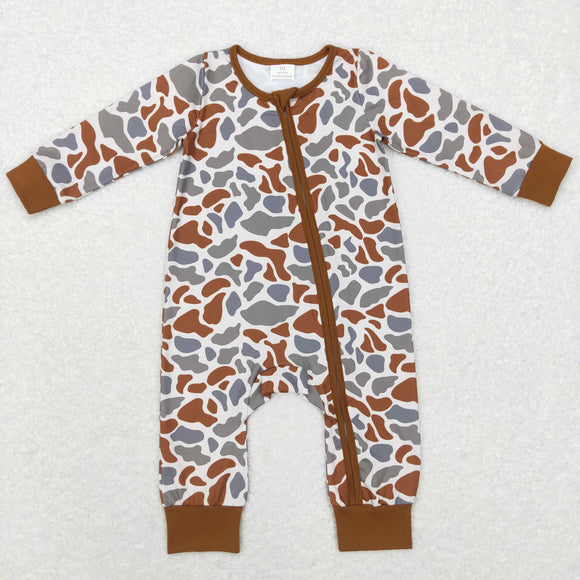 Camo Brown Beige Boys Fall Romper