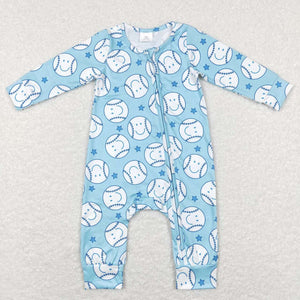 Stars Smile Blue Boys Fall Romper