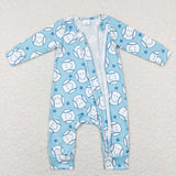 Stars Smile Blue Boys Fall Romper