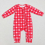 Heart Red White Plaid Girls Valentines Romper