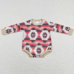 Aztec Beige Red Boys Fall Romper