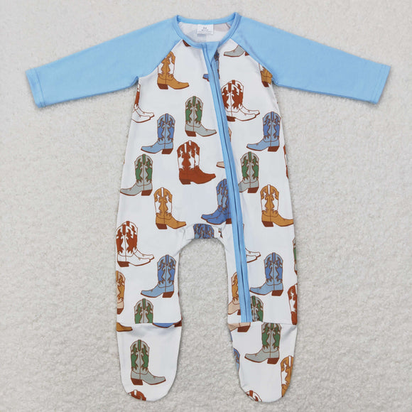 Boots Cowboy Blue Boys Fall Romper