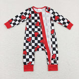 Heart Lollipop Plaid Red Boys Valentines Romper