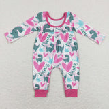 Heart Dinosaur Rawr Girls Valentines Romper