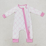 Bamboo Bow Pattern Pink Ruffles Girls Fall Romper