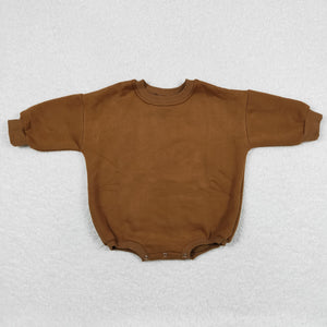 Warm Solid Brown Baby Fall Romper