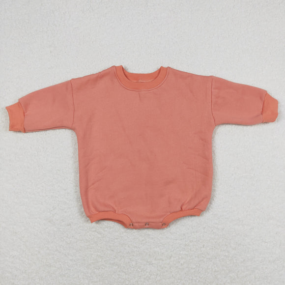 Warm Solid Pastel Orange Baby Fall Romper